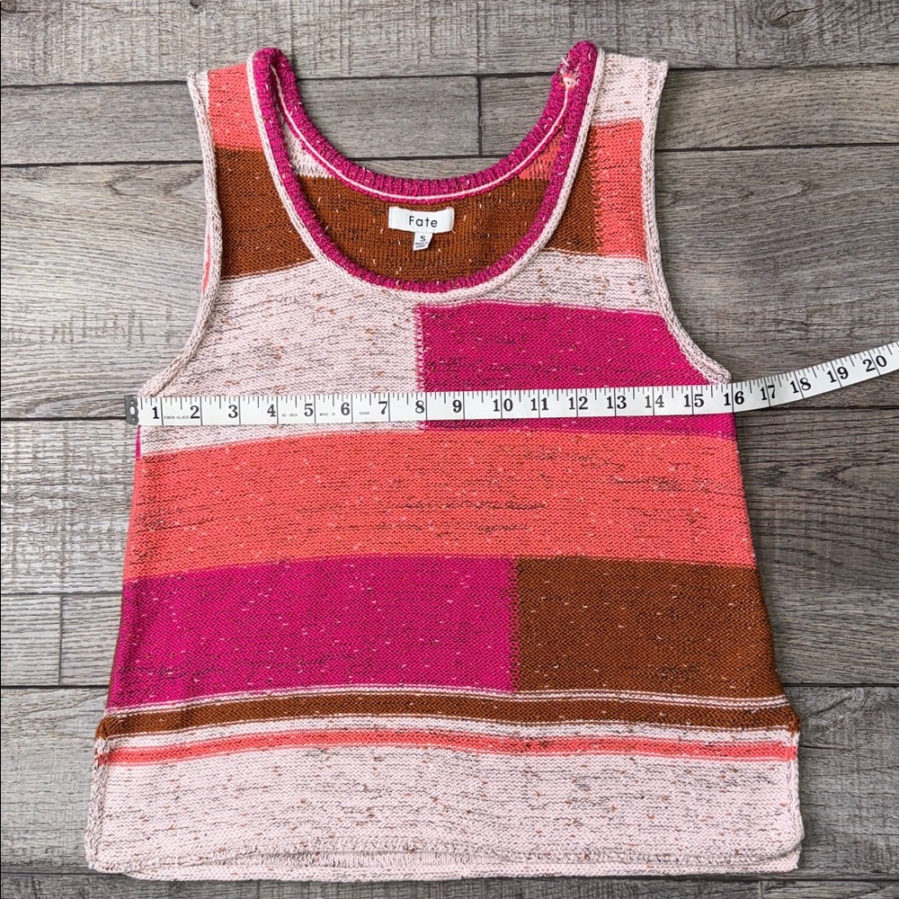 Fate Pink And Orange Patchwork Block Sweater Size… - image 5